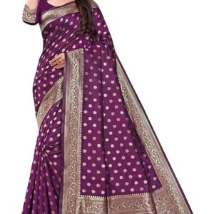 Women's Pure Kanjivaram Silk Saree Banarasi Soft Sari With Blouse