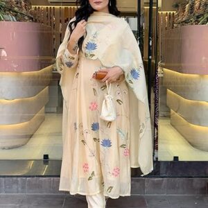 Anarkali Kurta Set with Dupatta for Women | Light Floral Print Suit for Wedding, Parties & Daily Use